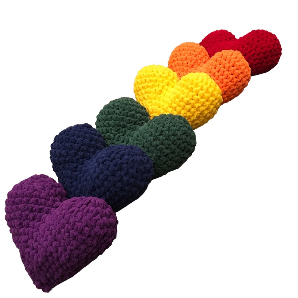 Custom Crochet Rainbow Hearts